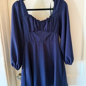Blue Long-Sleeve Dress - Juniors 3/4